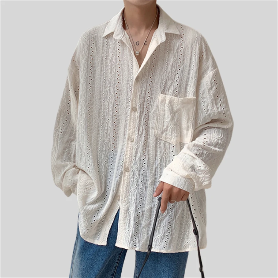 Men's Long Sleeve Shirt Retro Lapel Hollow Out Shirts for Men Pocket Design Harajuku Shirt Mens Clothing
Men's Long Sleeve Shirt Retro Lapel Hollow Out Shirts for Men Pocket Design Harajuku Shirt Mens Clothing