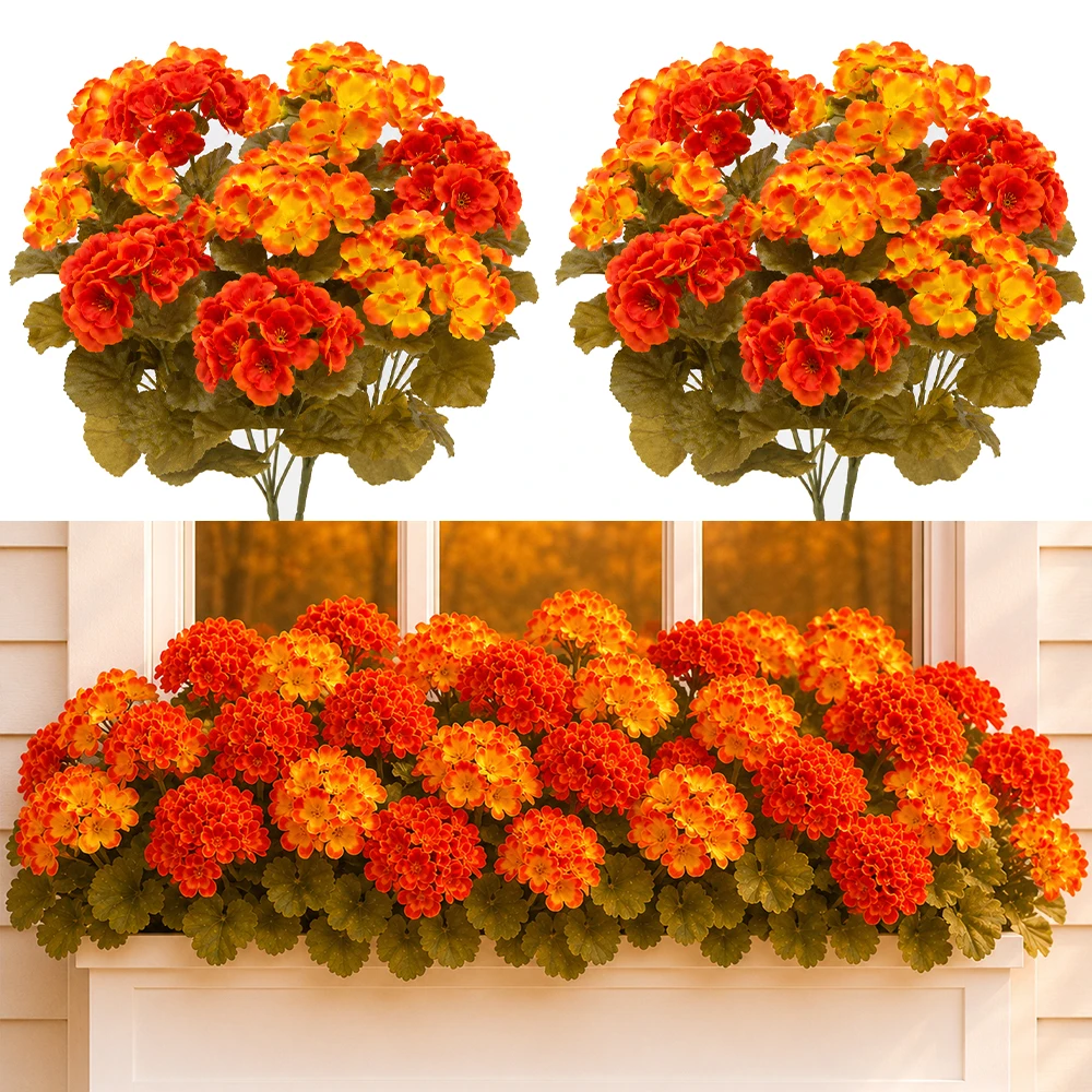 Fall Geraniums Artificial Flowers 6 Bundles UV-Resistant Orange Fake Flower Autumn Plants for Home Garden Party Outdoor Decor
Fall Geraniums Artificial Flowers 6 Bundles UV-Resistant Orange Fake Flower Autumn Plants for Home Garden Party Outdoor Decor
