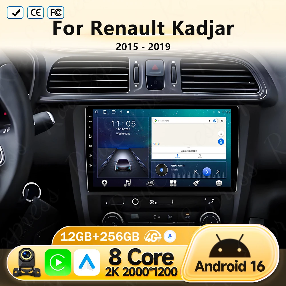 Android 16 Car Radio For Renault Kadjar 2015 - 2019 Navigation GPS Multimedia Video Player Stereo wifi+4G Carplay auto 2 DIN DVD
Android 16 Car Radio For Renault Kadjar 2015 - 2019 Navigation GPS Multimedia Video Player Stereo wifi+4G Carplay auto 2 DIN DVD