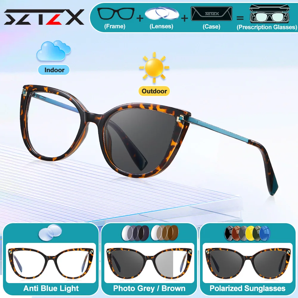 SZTZX Classic Cat Eye Women Myopia Photochromic Reading Glasses High Quality Anti Blue Light Multifocal Prescription Eyeglasses
SZTZX Classic Cat Eye Women Myopia Photochromic Reading Glasses High Quality Anti Blue Light Multifocal Prescription Eyeglasses
