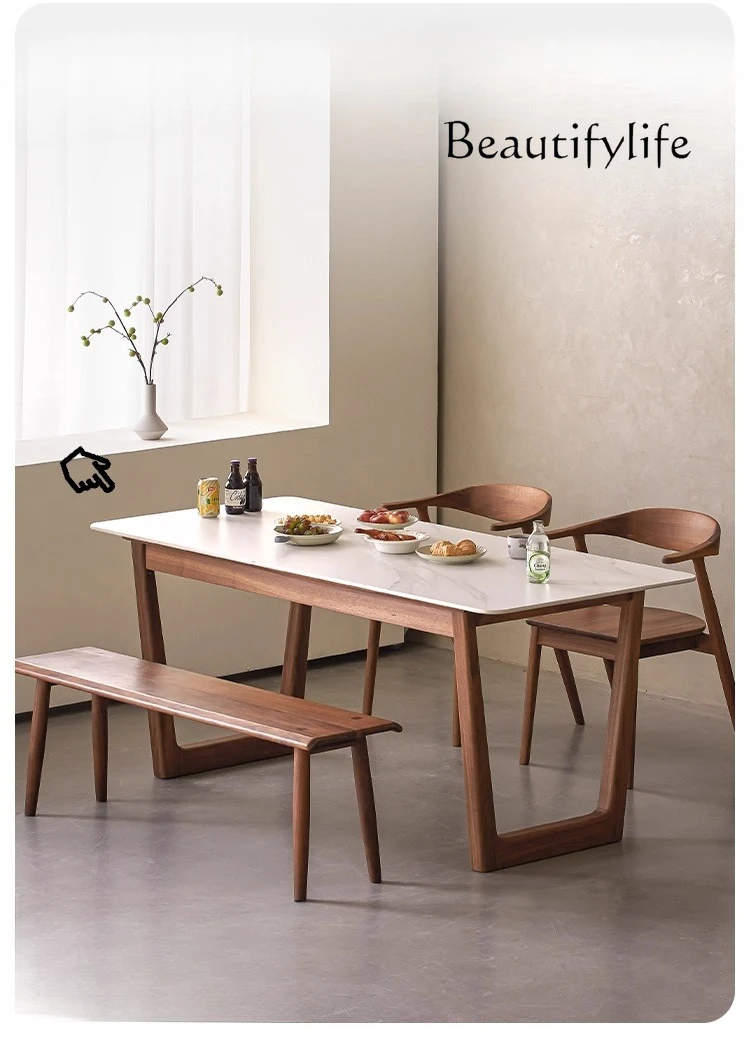 Slate dining table household small apartment black walnut solid wood rectangular dining table chair combination
Slate dining table household small apartment black walnut solid wood rectangular dining table chair combination