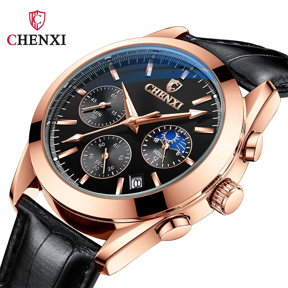 Luxury Cool Watches for Men Nice Birthday Gift Casual Vintage Style Men Watch Leather Strap Rose Gold Dial Chronograph Calendar
Luxury Cool Watches for Men Nice Birthday Gift Casual Vintage Style Men Watch Leather Strap Rose Gold Dial Chronograph Calendar