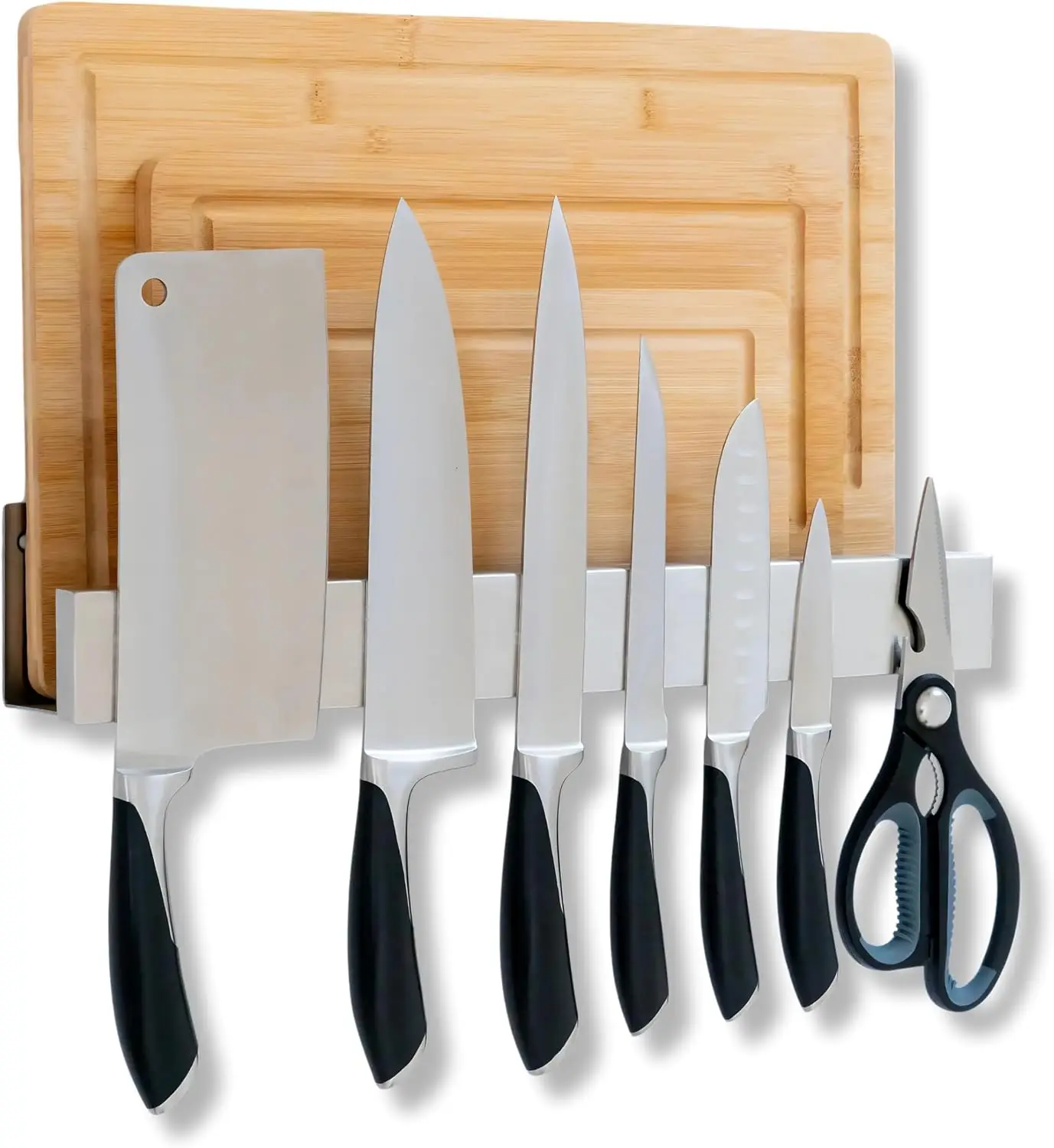 2-in-1 Magnetic Knife Strip & Cutting Board Holder for Wall or Fridge - 16 inch
2-in-1 Magnetic Knife Strip & Cutting Board Holder for Wall or Fridge - 16 inch
