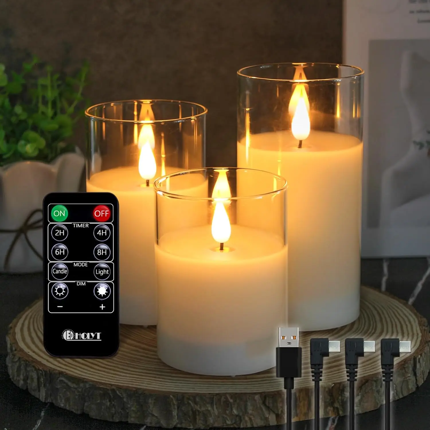 Rechargeable Flameless Glass Candles Set of 3 with Remote & Timer, Realistic Flickering LED Light for Home Decor and Gifts
Rechargeable Flameless Glass Candles Set of 3 with Remote & Timer, Realistic Flickering LED Light for Home Decor and Gifts