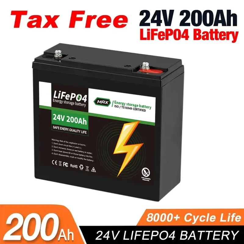 100% New 24V 200Ah LiFePo4 lithium iron phosphate battery Built-in 200A BMS,for Solar Marine Overland Off-Grid LiFePo4 Battery
100% New 24V 200Ah LiFePo4 lithium iron phosphate battery Built-in 200A BMS,for Solar Marine Overland Off-Grid LiFePo4 Battery