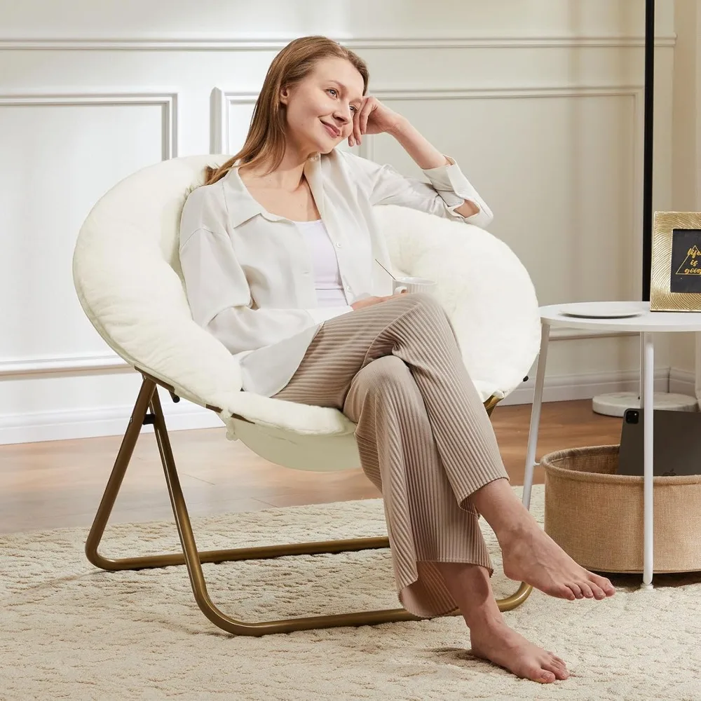 Cozy Saucer Chairs Faux Fur Living Room Reading Lounge Furniture Folding Comfy with Soft Thick Padded Seat Metal Frame Modern
Cozy Saucer Chairs Faux Fur Living Room Reading Lounge Furniture Folding Comfy with Soft Thick Padded Seat Metal Frame Modern