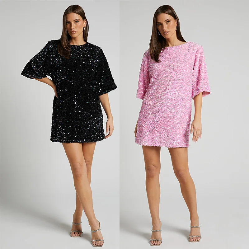 Autumn and winter new velvet sequins fashion temperament elegant V-neck backless short-sleeved dress thin slim temperament cloth
Autumn and winter new velvet sequins fashion temperament elegant V-neck backless short-sleeved dress thin slim temperament cloth