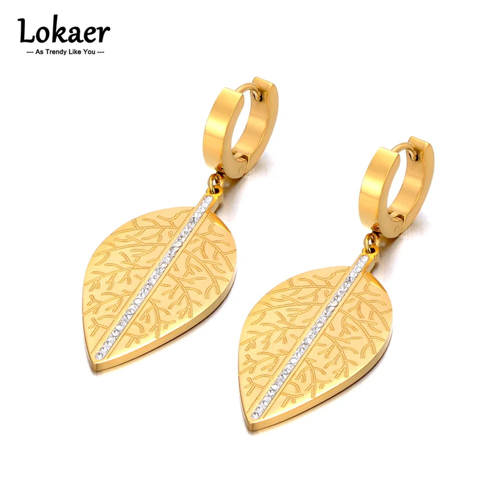 Lokaer New Stainless Steel Rhinestone Leaves Hoop Earrings For Women Metal Waterproof Statement Gold Color Party Jewelry E23159
Lokaer New Stainless Steel Rhinestone Leaves Hoop Earrings For Women Metal Waterproof Statement Gold Color Party Jewelry E23159