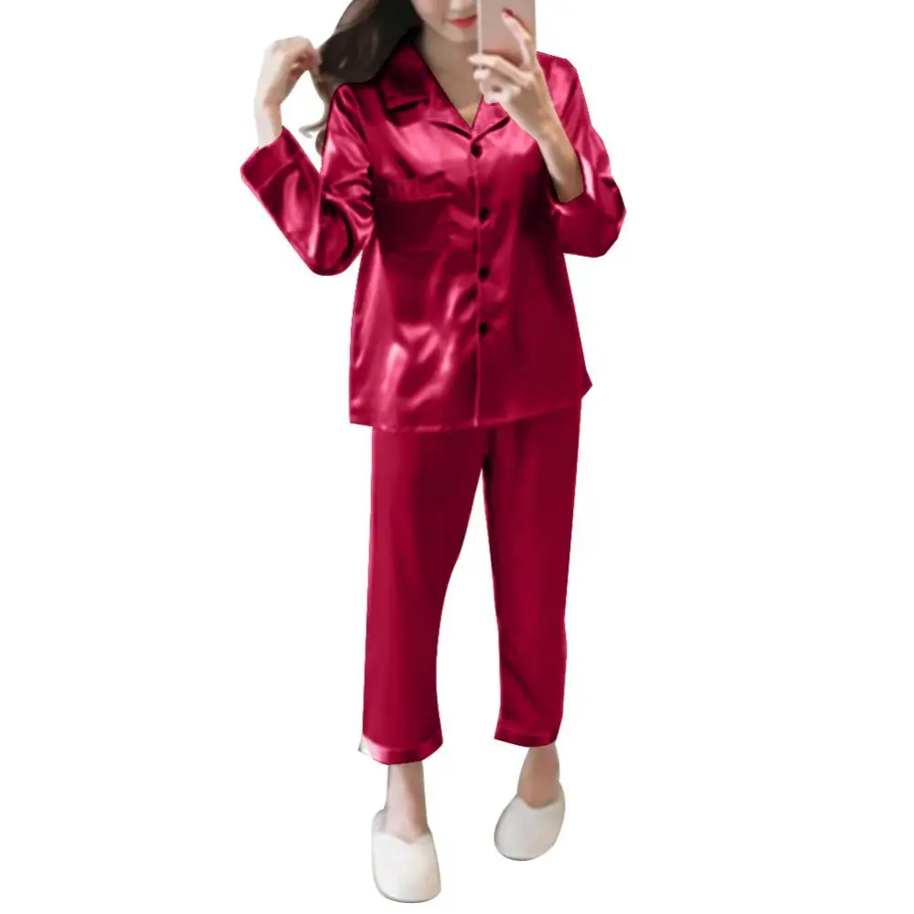 2Pcs Autumn Pajamas Set Solid Color Imitation Silk Homewear Long Sleeve Shirt Pants Nightwear Sleepwear Pajamas Set
2Pcs Autumn Pajamas Set Solid Color Imitation Silk Homewear Long Sleeve Shirt Pants Nightwear Sleepwear Pajamas Set