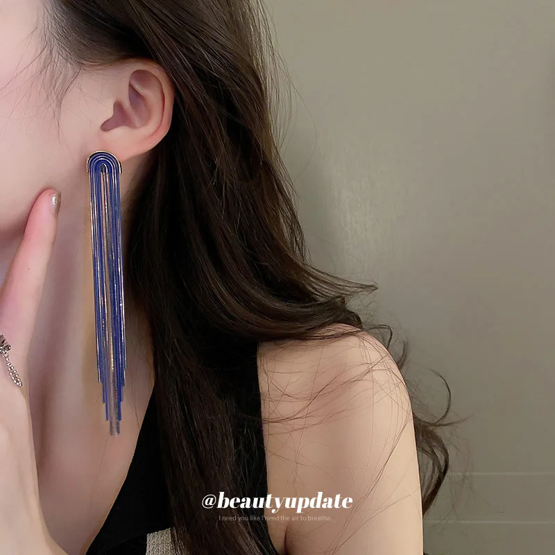 Silver Needle U-shaped Chain Long Tassel Earrings for Women Retro Trendy Blue Long Stud Earrings for Women Jewelry
Silver Needle U-shaped Chain Long Tassel Earrings for Women Retro Trendy Blue Long Stud Earrings for Women Jewelry