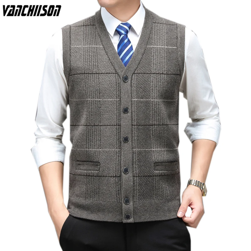 Men Wool Knit Vest Sleeveless Sweater Cardigan Thick for Autumn Winter Buttons Down V Neck Pocket Plaids Vintage Casual 00989
Men Wool Knit Vest Sleeveless Sweater Cardigan Thick for Autumn Winter Buttons Down V Neck Pocket Plaids Vintage Casual 00989