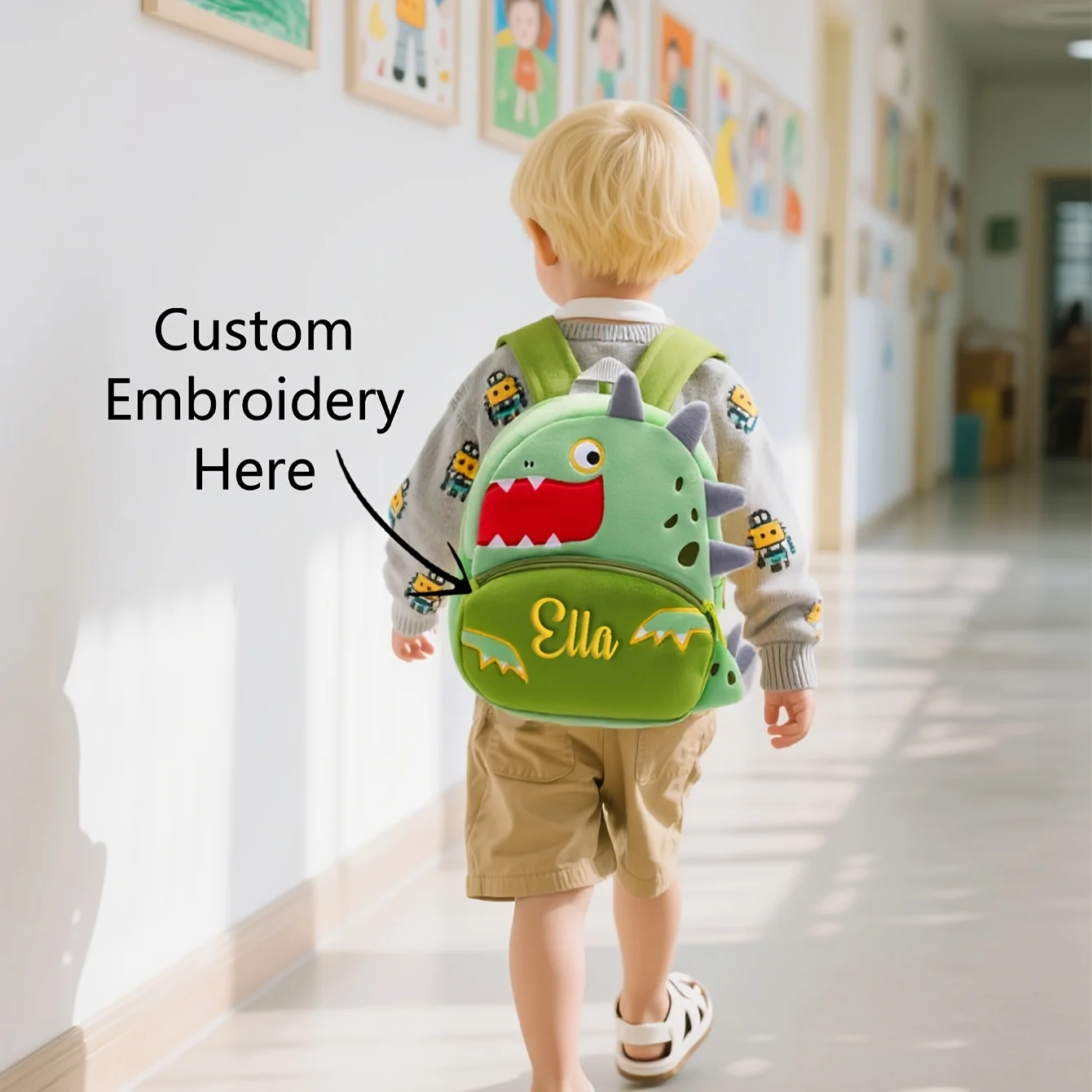 Милый плюшевый рюкзак с вышивкой динозавра на заказ | Детская сумка на два плеча для детского сада и малышей
Милый плюшевый рюкзак с вышивкой динозавра на заказ | Детская сумка на два плеча для детского сада и малышей