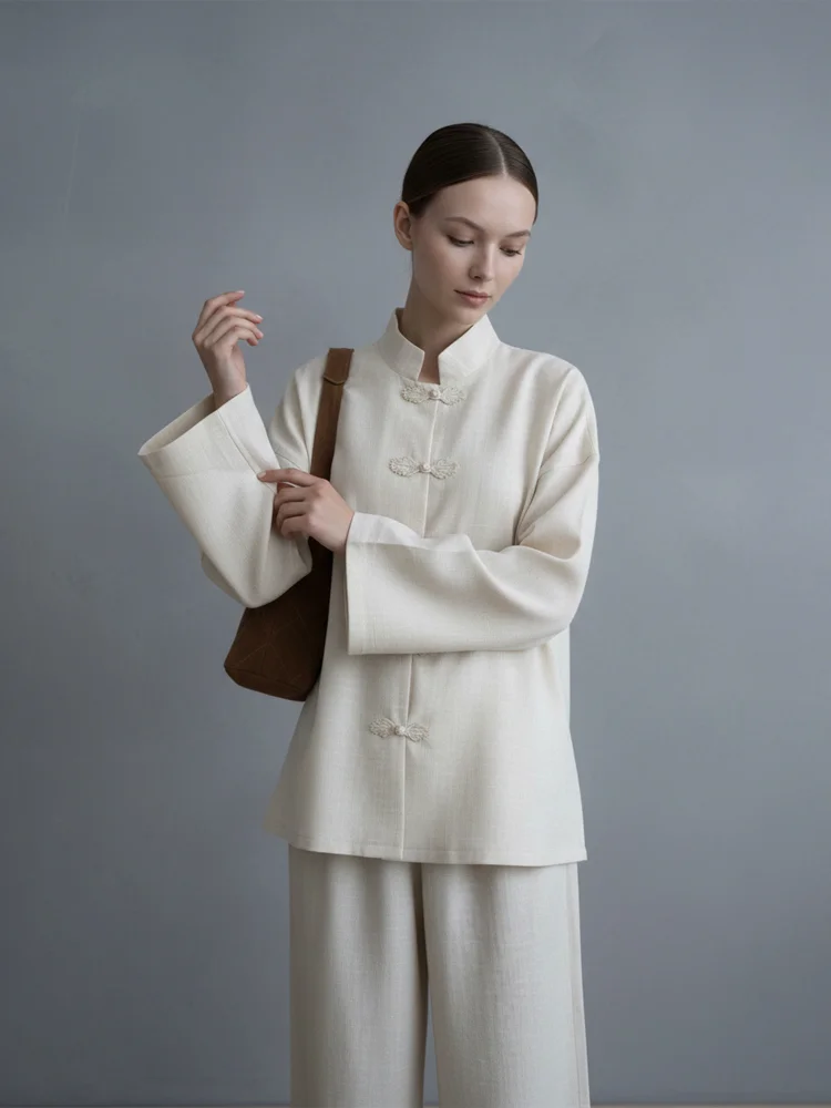 Solid Shirt Pants Set Casual Stand Collar Women Full Sleeve Single-breasted Loose Blouse Wide Leg Pants Suit 2026 Street Outfits
Solid Shirt Pants Set Casual Stand Collar Women Full Sleeve Single-breasted Loose Blouse Wide Leg Pants Suit 2026 Street Outfits