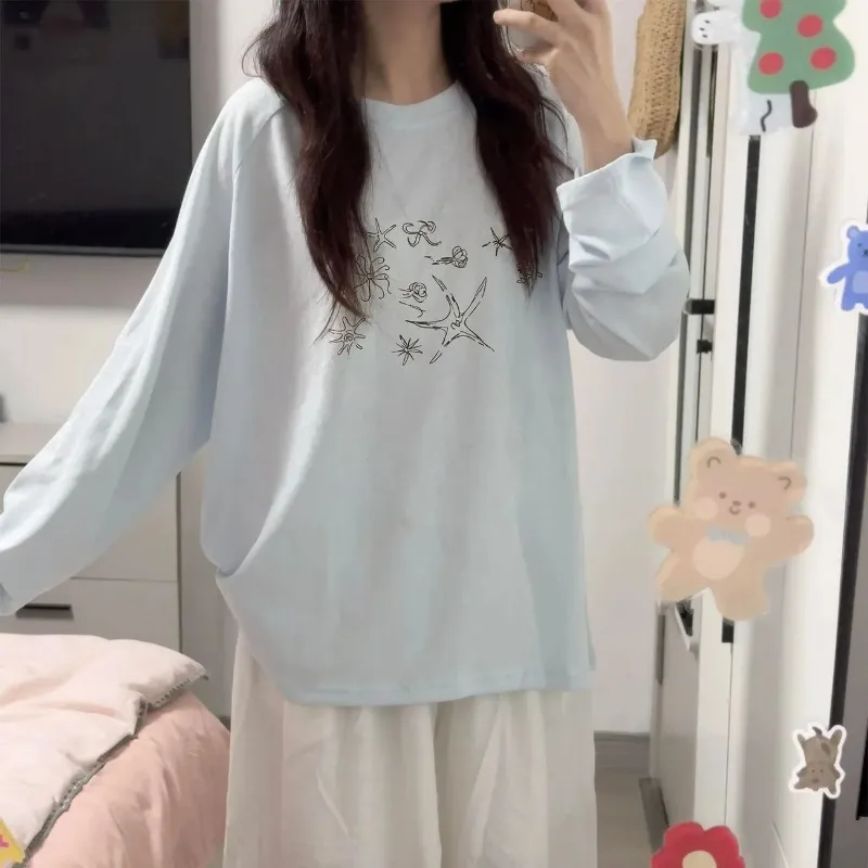 Women's Simple Cotton Long Sleeve T-shirt Starfish Print Loose Casual Crew Neck Top
Women's Simple Cotton Long Sleeve T-shirt Starfish Print Loose Casual Crew Neck Top