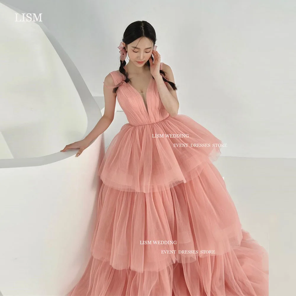 LISM Elegant Pink Tulle A-Line Evening Dresses Photo Shoot Wide Straps Tiered Ruffles Corset Back Formal Occasion Dress 2024
LISM Elegant Pink Tulle A-Line Evening Dresses Photo Shoot Wide Straps Tiered Ruffles Corset Back Formal Occasion Dress 2024
