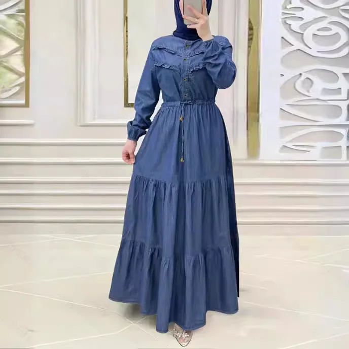 Elegant Fashion Long Sleeve Waist Bag Muslim Dress Clean Button Style for Middle East New Traditional Islamic Clothing Abayas
Elegant Fashion Long Sleeve Waist Bag Muslim Dress Clean Button Style for Middle East New Traditional Islamic Clothing Abayas