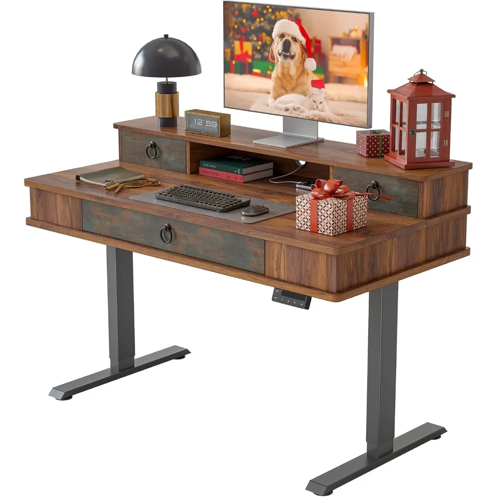 48 x 24 inches Whole-Piece Standing Desk Adjustable Height with 3 Drawers, Mid-Century Modern Style Electric Adjustable Desk
48 x 24 inches Whole-Piece Standing Desk Adjustable Height with 3 Drawers, Mid-Century Modern Style Electric Adjustable Desk