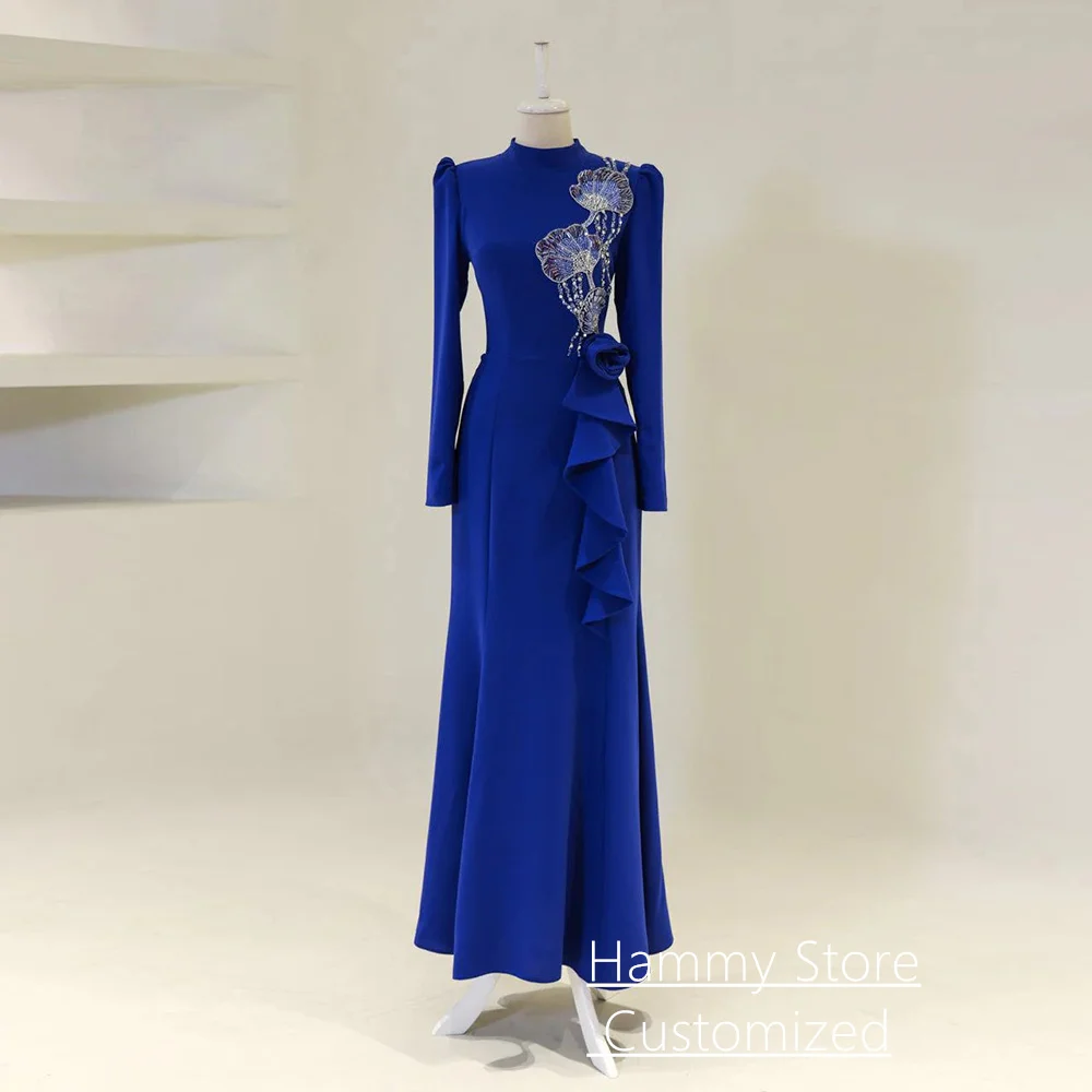 Royal Blue Evening Dress Customized High Neck Full Sleeves Beading Sequiend Ruffles Flower Mermaid Prom Gown Formal Dresses
Royal Blue Evening Dress Customized High Neck Full Sleeves Beading Sequiend Ruffles Flower Mermaid Prom Gown Formal Dresses