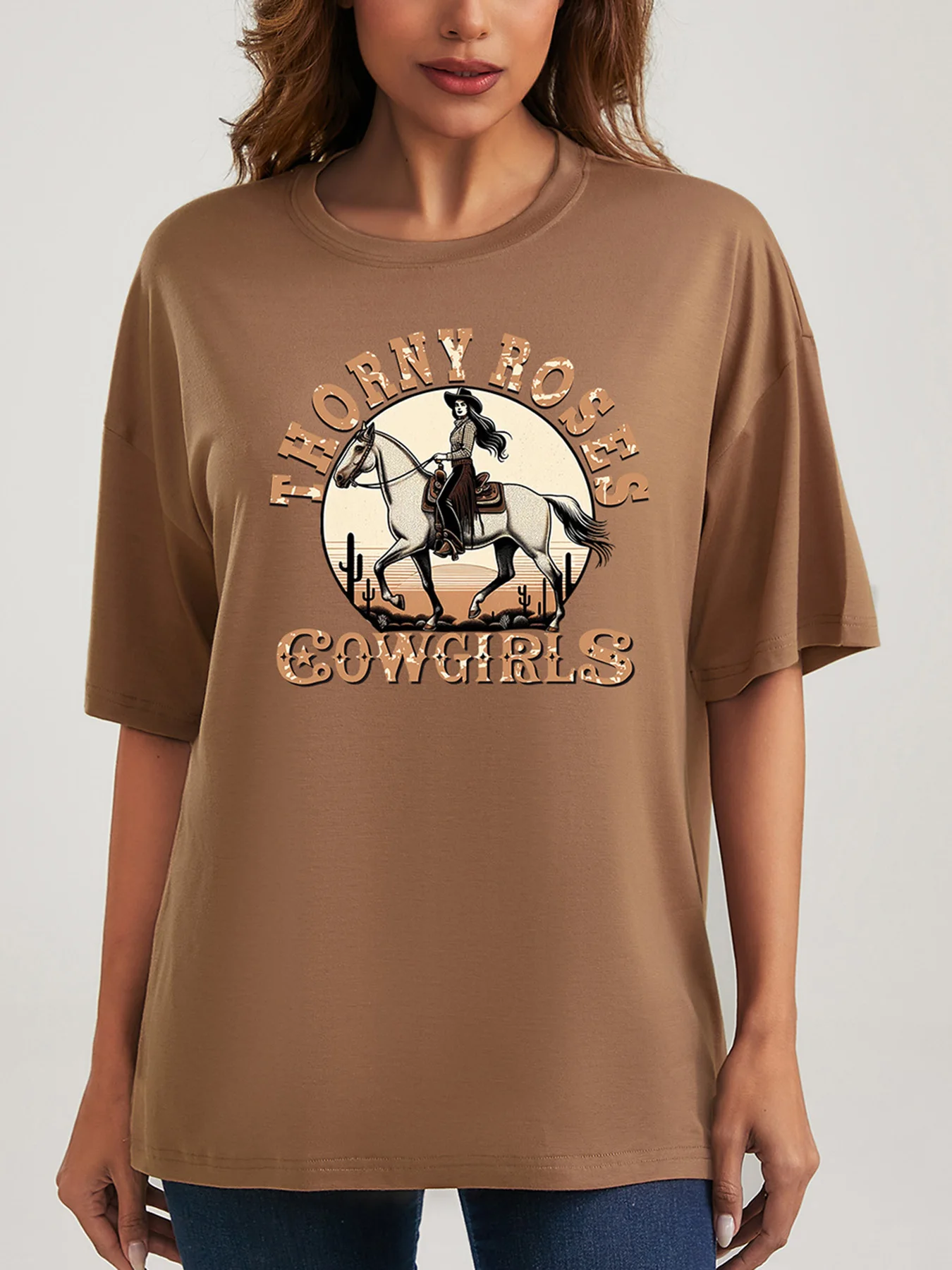 Women's Plus Size T-Shirt Original Design Fashion Cowgirl Letters Pattern Printed Women's Casual Round Neck Short Sleeved Tops
Women's Plus Size T-Shirt Original Design Fashion Cowgirl Letters Pattern Printed Women's Casual Round Neck Short Sleeved Tops