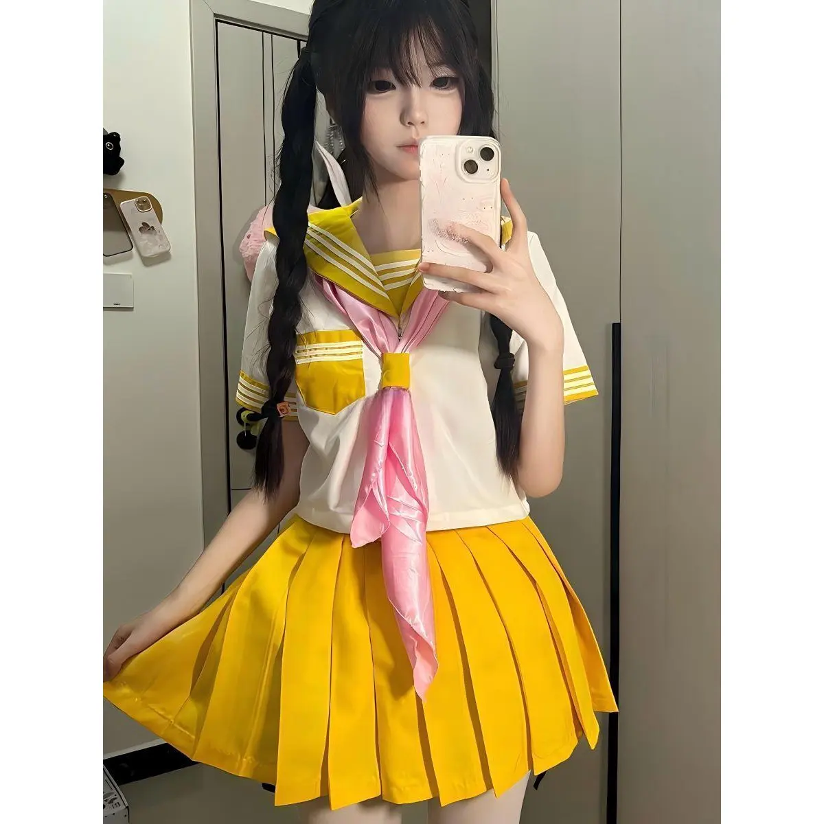 Yellow Sailor Suit Short Sleeve Shirt And JK Skirt Three-Piece Set Casual Style Four Seasons Wear for Adult Women
Yellow Sailor Suit Short Sleeve Shirt And JK Skirt Three-Piece Set Casual Style Four Seasons Wear for Adult Women