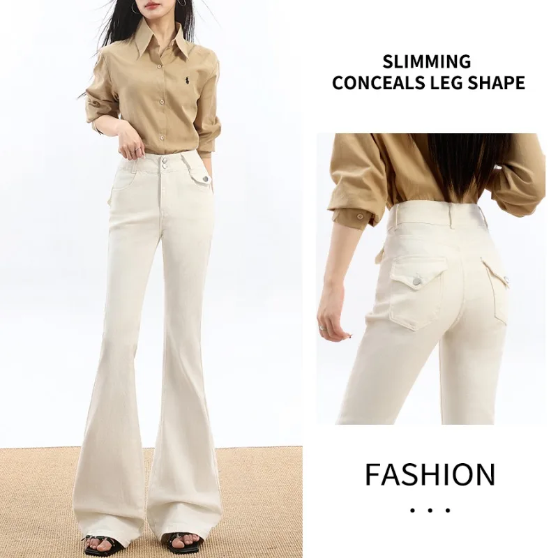 New Women's Pants High Rise Tapered Flare Jeans for Women Slim White Stretchy Casual Spring Horse Hoof Style
New Women's Pants High Rise Tapered Flare Jeans for Women Slim White Stretchy Casual Spring Horse Hoof Style