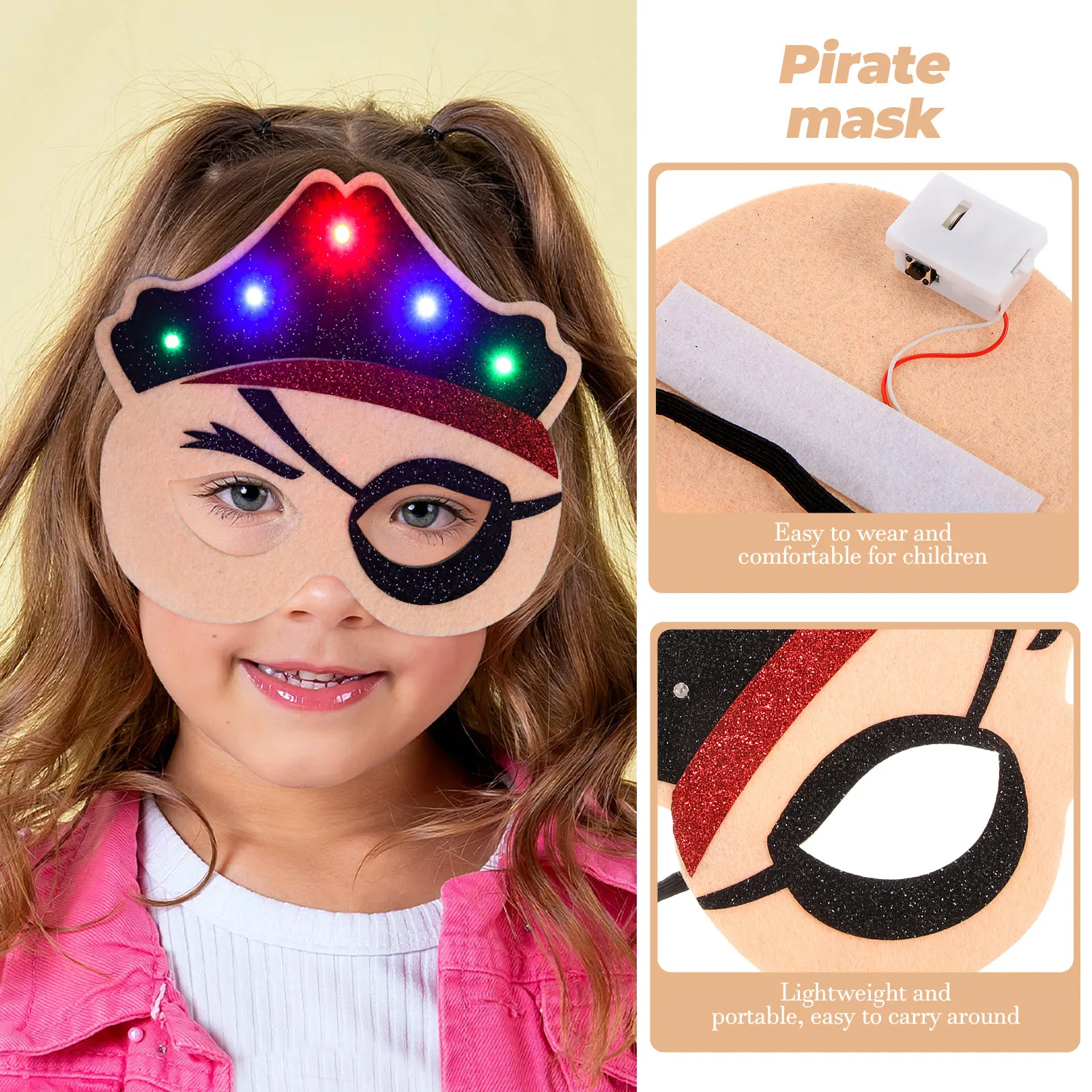 2pcs Glowing Pirate Masks Light Up Half Face for Kids Halloween Birthday Party Supplies Carnival Accessories Toy
2pcs Glowing Pirate Masks Light Up Half Face for Kids Halloween Birthday Party Supplies Carnival Accessories Toy