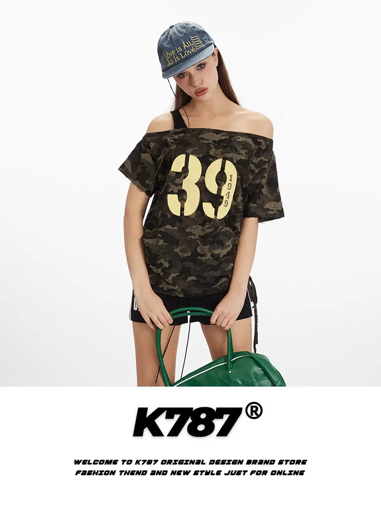 Женская футболка K787 в стиле Hot Girl: камуфляжная, спортивная, уличная, с одним открытым плечом, с вырезом на ключицу, повседневная, в стиле INS
Женская футболка K787 в стиле Hot Girl: камуфляжная, спортивная, уличная, с одним открытым плечом, с вырезом на ключицу, повседневная, в стиле INS