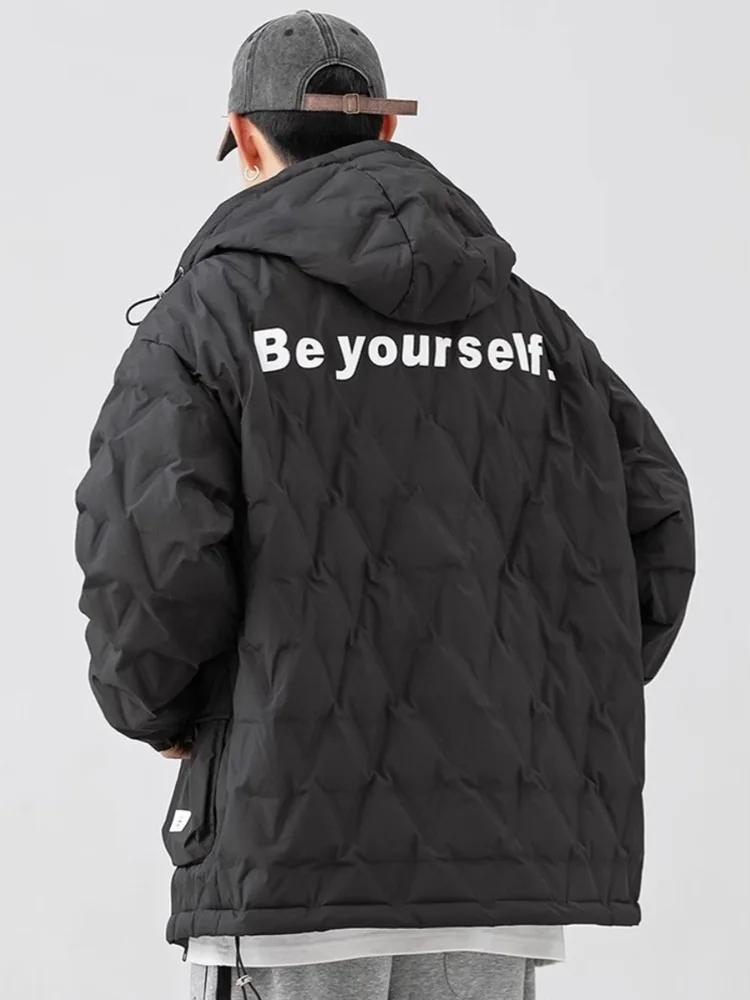 Мужская зимняя легкая куртка с капюшоном и ромбовидным узором, повседневная, большого размера, белая, с наполнителем из пуха
Мужская зимняя легкая куртка с капюшоном и ромбовидным узором, повседневная, большого размера, белая, с наполнителем из пуха