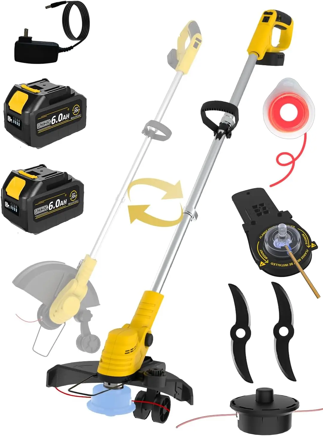 Беспроводной Weed Wacker 0,095\u2033 Металлические лезвия с двойной линией, супер бесщеточный двигатель, 4-в-1, пожиратель сорняков с батарейным питанием + строка T
Беспроводной Weed Wacker 0,095\u2033 Металлические лезвия с двойной линией, супер бесщеточный двигатель, 4-в-1, пожиратель сорняков с батарейным питанием + строка T