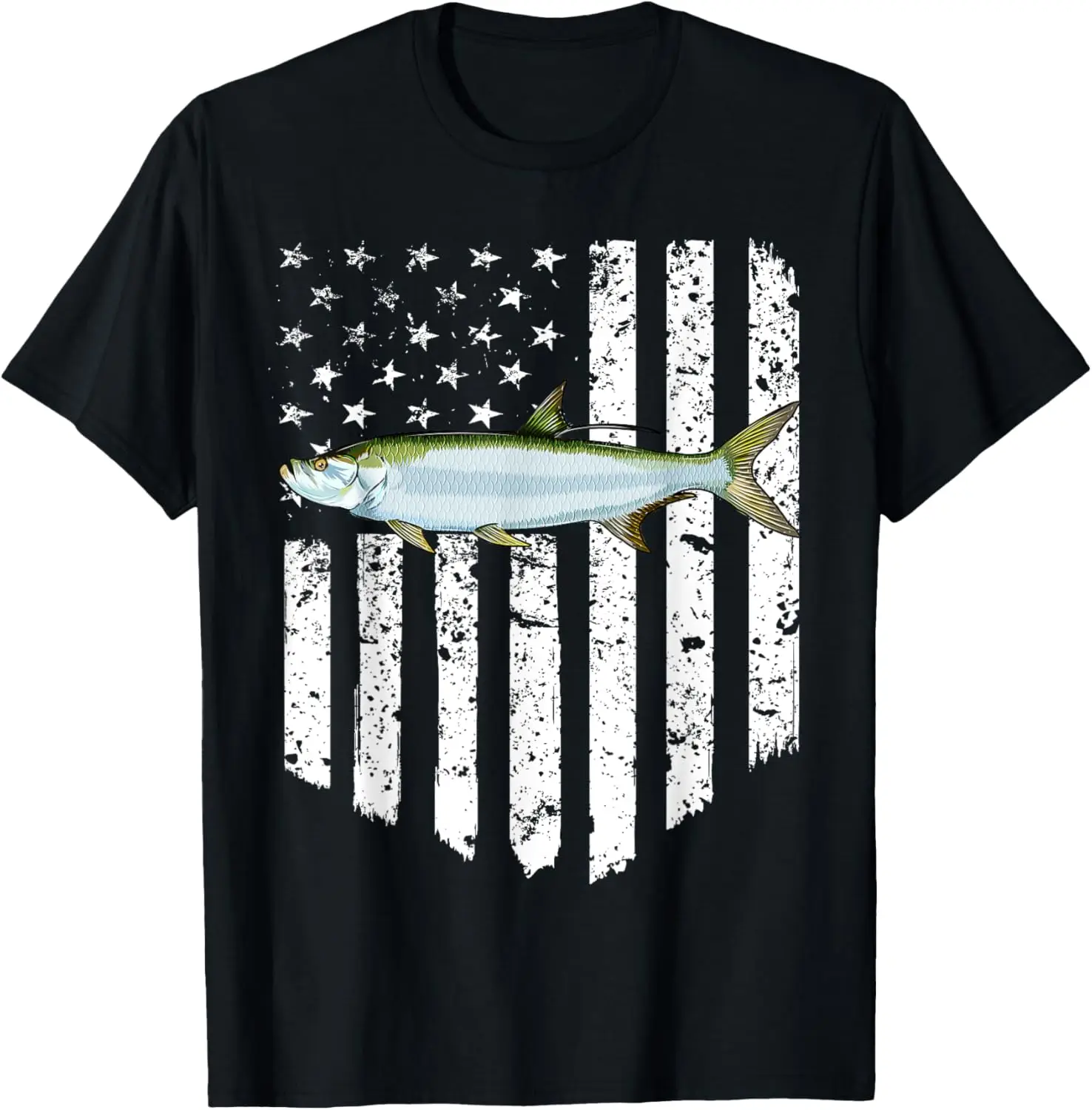 Black White American Flag Tarpon 4th Of July Fish T-Shirt
Black White American Flag Tarpon 4th Of July Fish T-Shirt
