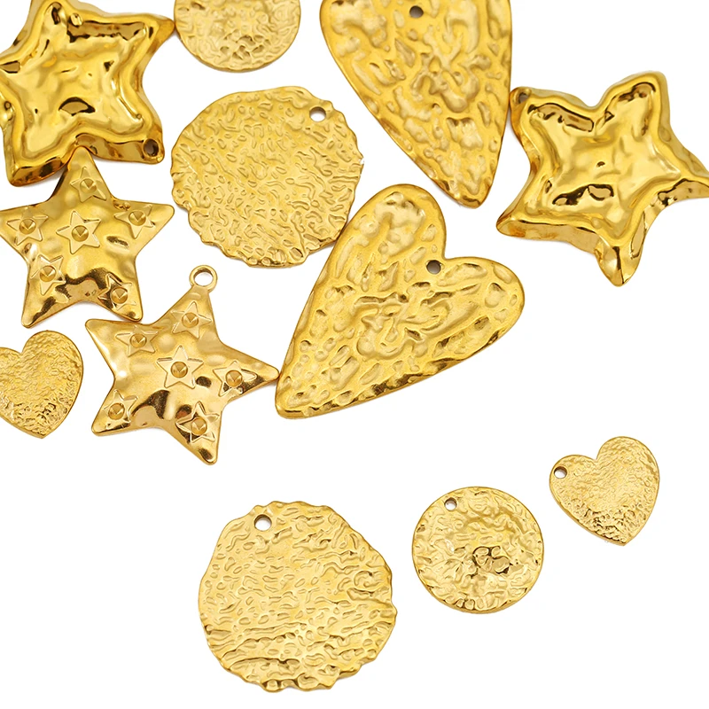 4pcs Stainless Steel Round Love Heart Pentagram Charm 18K Gold Plating Pendant for DIY Necklace Earrings Jewelry Making Supplies
4pcs Stainless Steel Round Love Heart Pentagram Charm 18K Gold Plating Pendant for DIY Necklace Earrings Jewelry Making Supplies