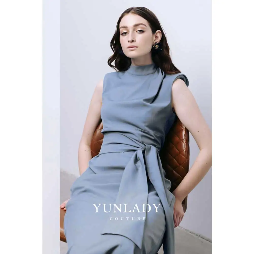 YUNLAN Gorgeous Saudi Grey Blue Crepe Belt Long Dress 2024 Women Wedding Party Guest Sleeveless High Neck Straight Dress
YUNLAN Gorgeous Saudi Grey Blue Crepe Belt Long Dress 2024 Women Wedding Party Guest Sleeveless High Neck Straight Dress