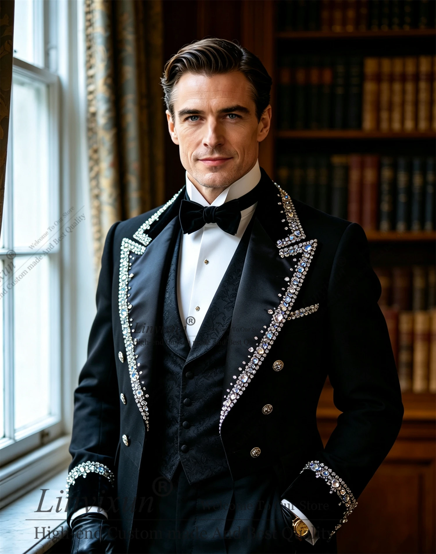 Italian Dtyle Suits Men 3 Pieces Sparkly Beading Crystals Prom Blazers Customized Groom Wedding Tuxedos Slim Terno Masculinos
Italian Dtyle Suits Men 3 Pieces Sparkly Beading Crystals Prom Blazers Customized Groom Wedding Tuxedos Slim Terno Masculinos