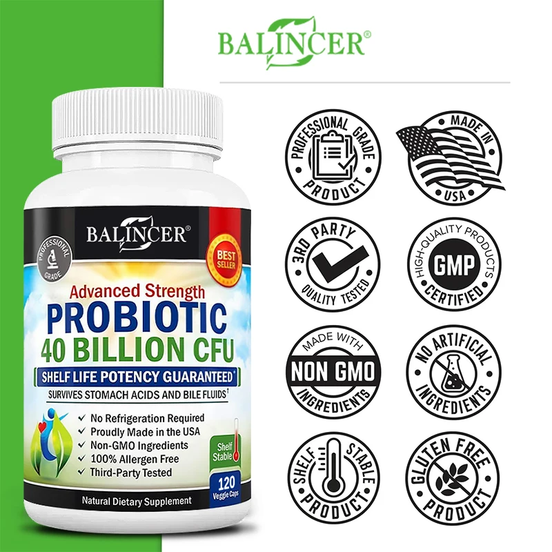 Probiotic Capsules 40 Billion CFU, Gut Nutritional Supplement, Supports Balanced Intestinal Flora & Digestive Comfort for Adults
Probiotic Capsules 40 Billion CFU, Gut Nutritional Supplement, Supports Balanced Intestinal Flora & Digestive Comfort for Adults