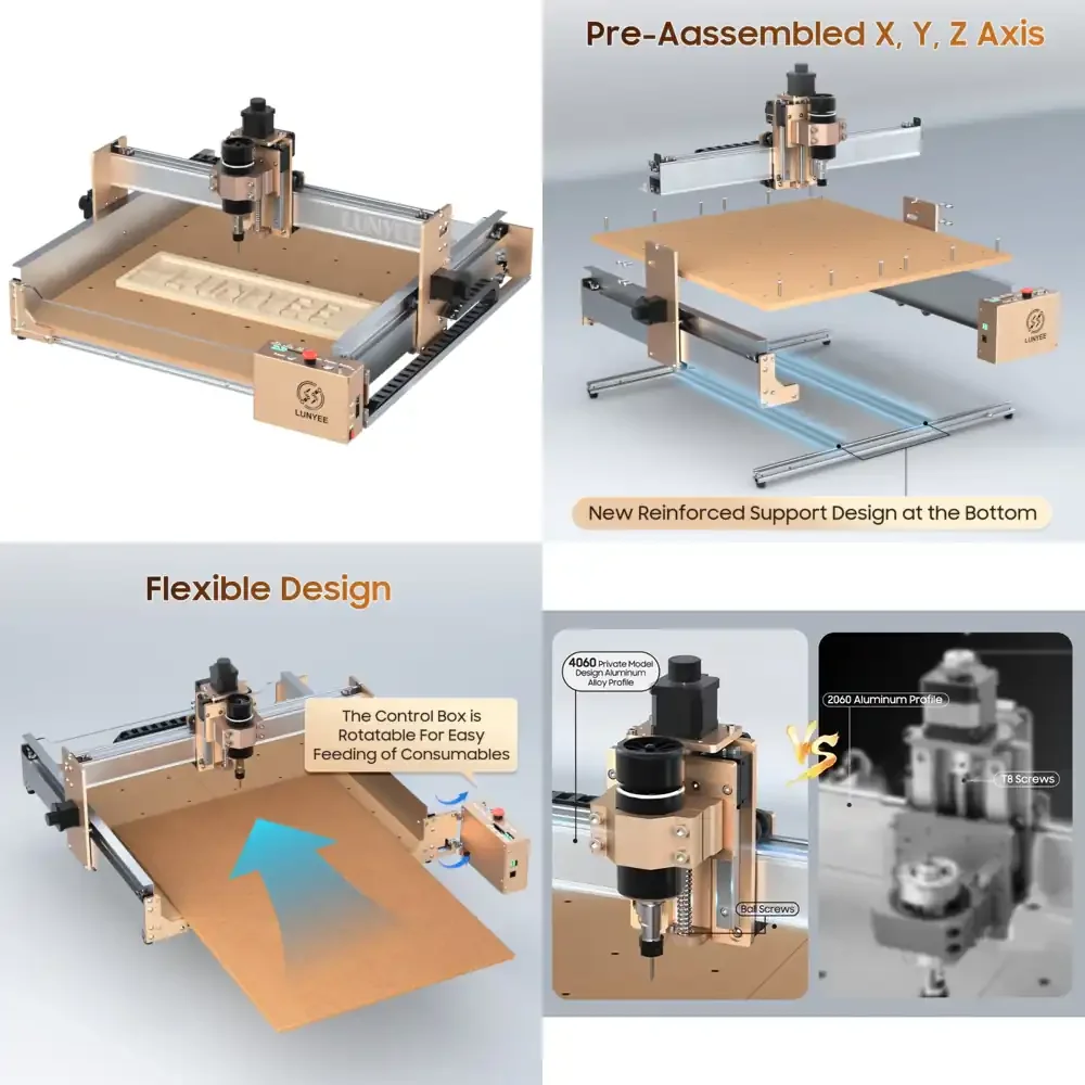 CNC Router Engraving Machine for LUNYEE 400x400mm Working Area with 500W Spindle Motor for CNC Milling Cutting Carving Wood
CNC Router Engraving Machine for LUNYEE 400x400mm Working Area with 500W Spindle Motor for CNC Milling Cutting Carving Wood