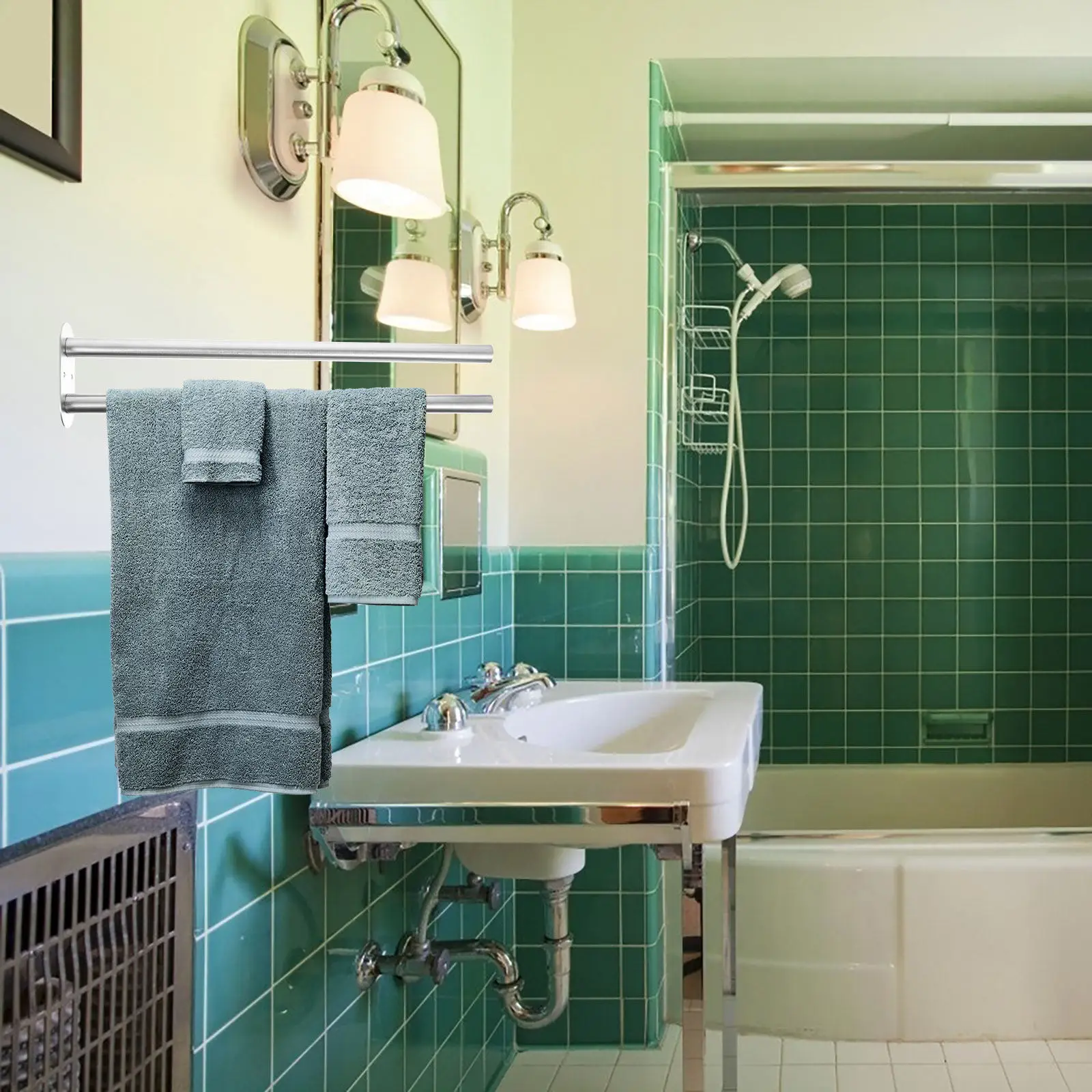 Double Rod Bathroom Towel Rack Stainless Steel Wall Mount Multifunctional Kitchen Towel Storage Shelf Roll Paper Rack
Double Rod Bathroom Towel Rack Stainless Steel Wall Mount Multifunctional Kitchen Towel Storage Shelf Roll Paper Rack