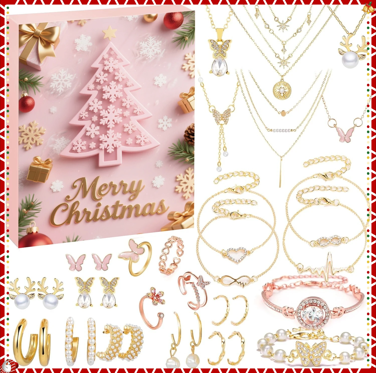 Рождественский адвент-календарь, 24-дневное ожерелье с обратным отсчетом, браслет, слепая коробка, рождественское украшение, новогодний подарок-сюрприз, слепая коробка
Рождественский адвент-календарь, 24-дневное ожерелье с обратным отсчетом, браслет, слепая коробка, рождественское украшение, новогодний подарок-сюрприз, слепая коробка