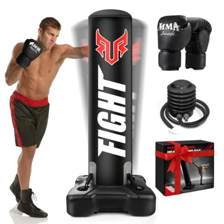 Standing punching bag for home gym workout 0.7mm thickened PVC material black upgraded weighted base with MMA gloves and pump i
Standing punching bag for home gym workout 0.7mm thickened PVC material black upgraded weighted base with MMA gloves and pump i