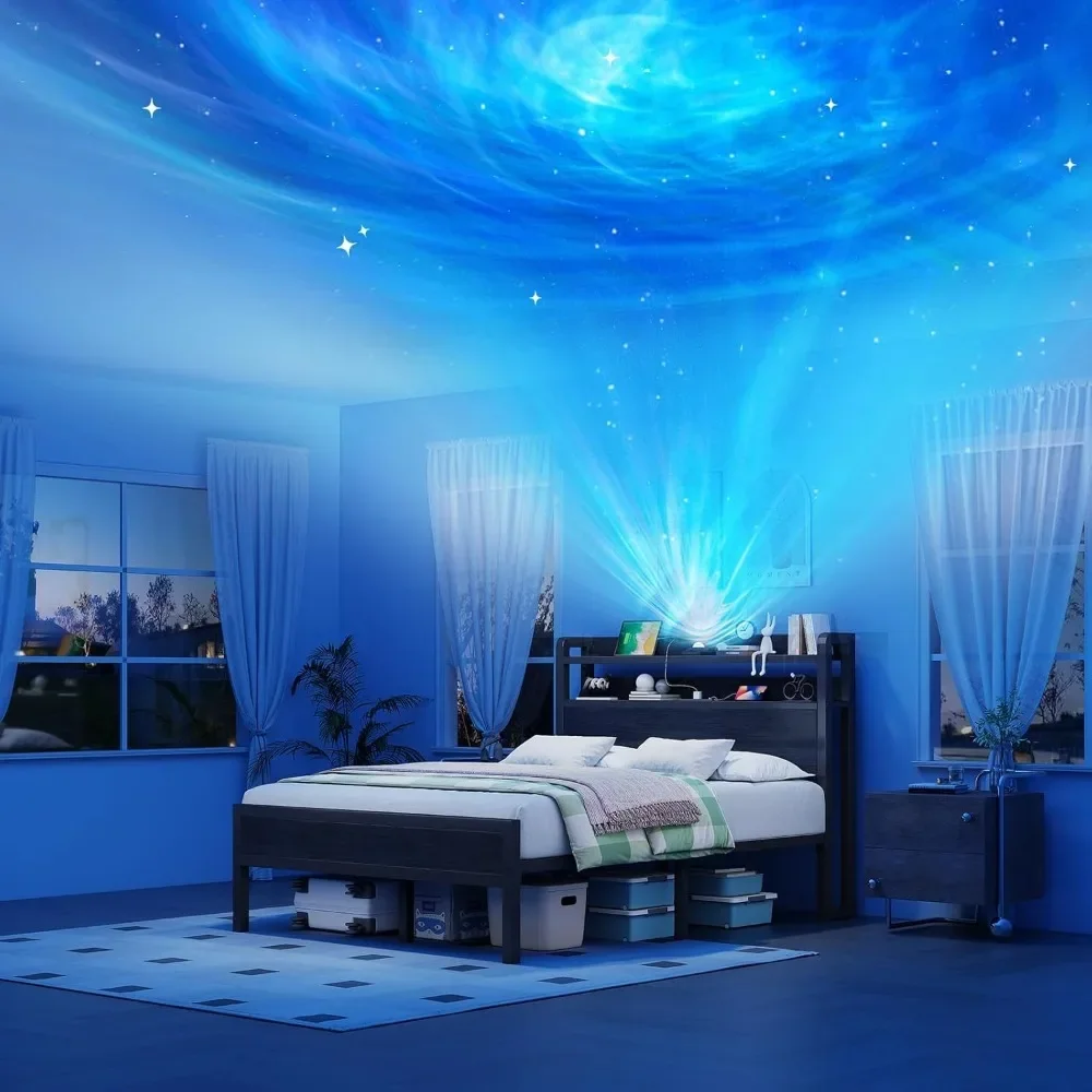 Frame with Star Projector and Charging Station, Metal Platform Bed with Tier Storage Headboard, Heavy Duty Metal Slats
Frame with Star Projector and Charging Station, Metal Platform Bed with Tier Storage Headboard, Heavy Duty Metal Slats