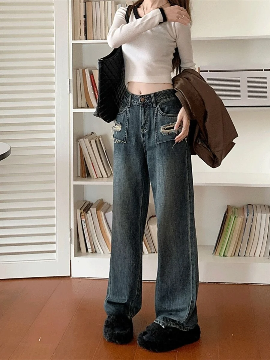 Ретро Гонконгские широкие джинсы с высокой талией, женские осенне-зимние новые брюки прямого кроя с завышенной талией, хлопковые эластичные джинсы
Ретро Гонконгские широкие джинсы с высокой талией, женские осенне-зимние новые брюки прямого кроя с завышенной талией, хлопковые эластичные джинсы