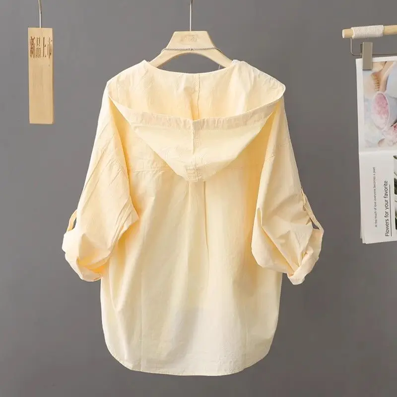 Korean Sunscreen Clothing Coat Women Hooded Cotton Shirt Ladies 2026Spring Summer New Jacket Long Sleeve Casual Blouse Loose Top
Korean Sunscreen Clothing Coat Women Hooded Cotton Shirt Ladies 2026Spring Summer New Jacket Long Sleeve Casual Blouse Loose Top