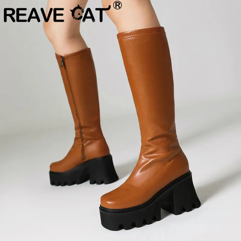 REAVE CAT New arrival Casual Sale Brand Stretch Leisure Daily Bota Boots Women Toe Chunky Heels 8cm Platform Hill 4cm Size 42 43
REAVE CAT New arrival Casual Sale Brand Stretch Leisure Daily Bota Boots Women Toe Chunky Heels 8cm Platform Hill 4cm Size 42 43