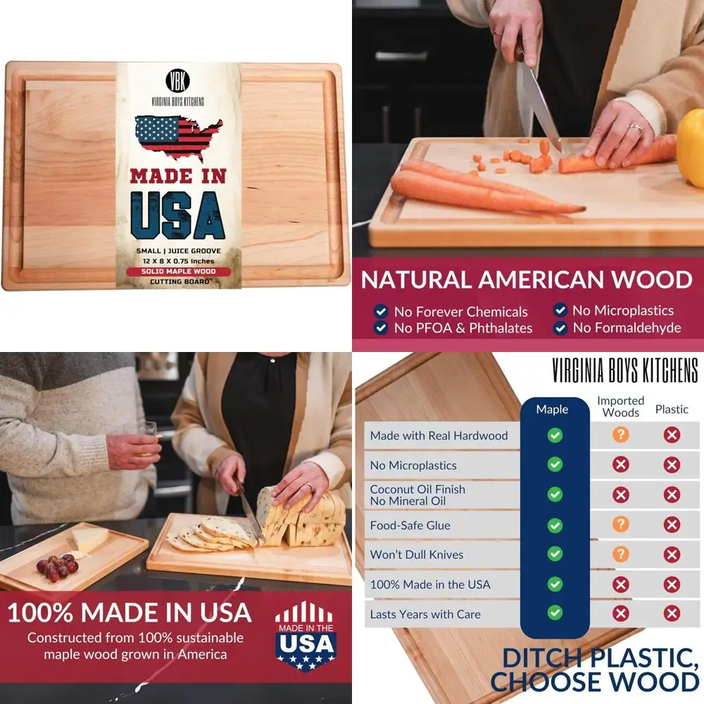 Solid Maple Wood Cutting Board with Juice Groove - Premium Butcher Block Carving Surface for Kitchen Use
Solid Maple Wood Cutting Board with Juice Groove - Premium Butcher Block Carving Surface for Kitchen Use