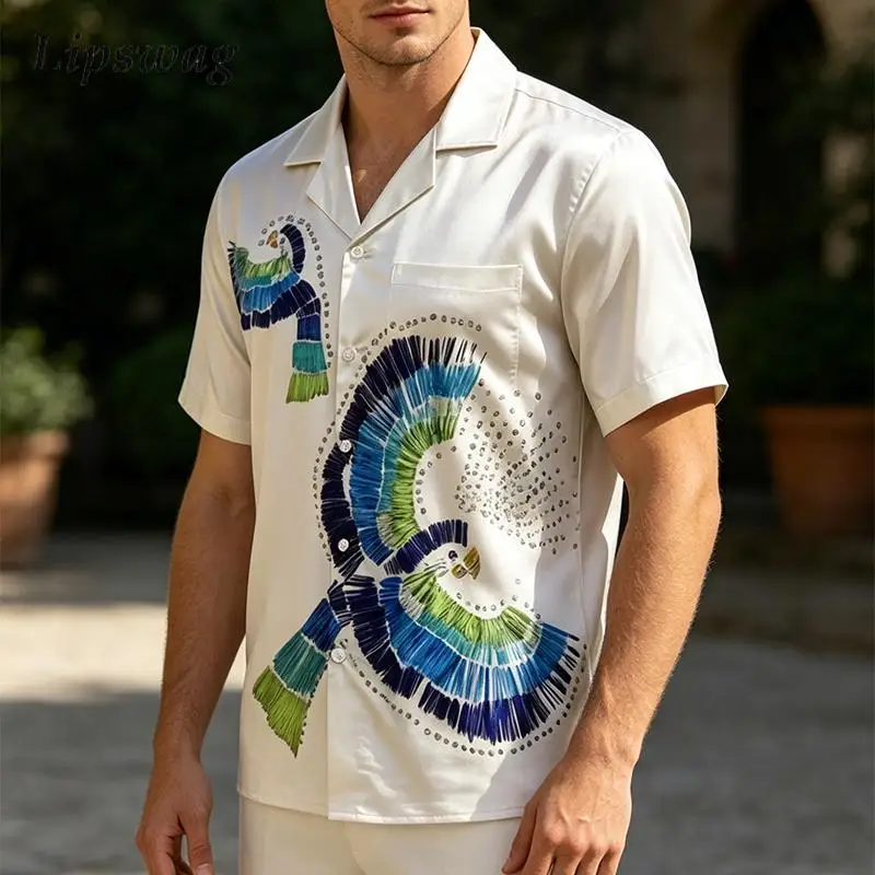 Daily Leisure Breathable Silk Shirt Tops Men Stylish Pattern Print Short Sleeve Shirts Summer Vacation Mens Buttoned Lapel Shirt
Daily Leisure Breathable Silk Shirt Tops Men Stylish Pattern Print Short Sleeve Shirts Summer Vacation Mens Buttoned Lapel Shirt