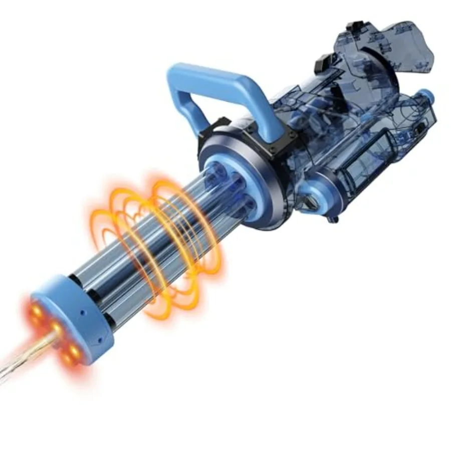 Outdoor pool party electric water gun for adults and kids, transparent ABS plastic with blue color, LED light and automatic fir
Outdoor pool party electric water gun for adults and kids, transparent ABS plastic with blue color, LED light and automatic fir