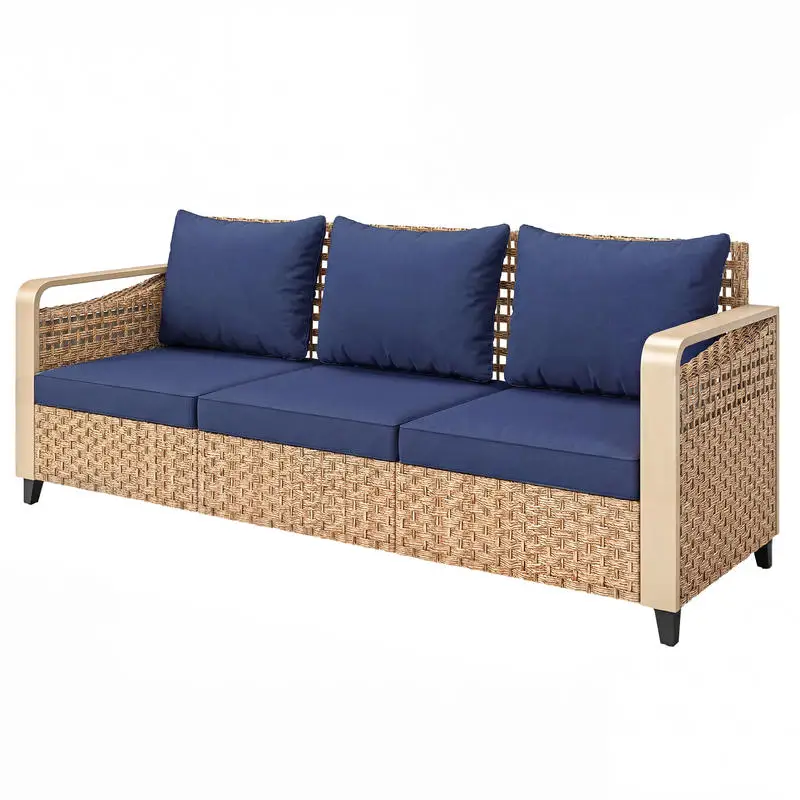 Rattan Wicker Sofa 3-Seater Outdoor Patio Sofa with Cushions for Garden Backyard Porch Dark Blue
Rattan Wicker Sofa 3-Seater Outdoor Patio Sofa with Cushions for Garden Backyard Porch Dark Blue
