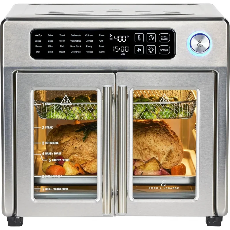 26QT Extra Large French Door Air Fryer Toaster Oven Combo 24 Cooking Functions, Digital Controls, 7 Accessories,Stainless Steel
26QT Extra Large French Door Air Fryer Toaster Oven Combo 24 Cooking Functions, Digital Controls, 7 Accessories,Stainless Steel