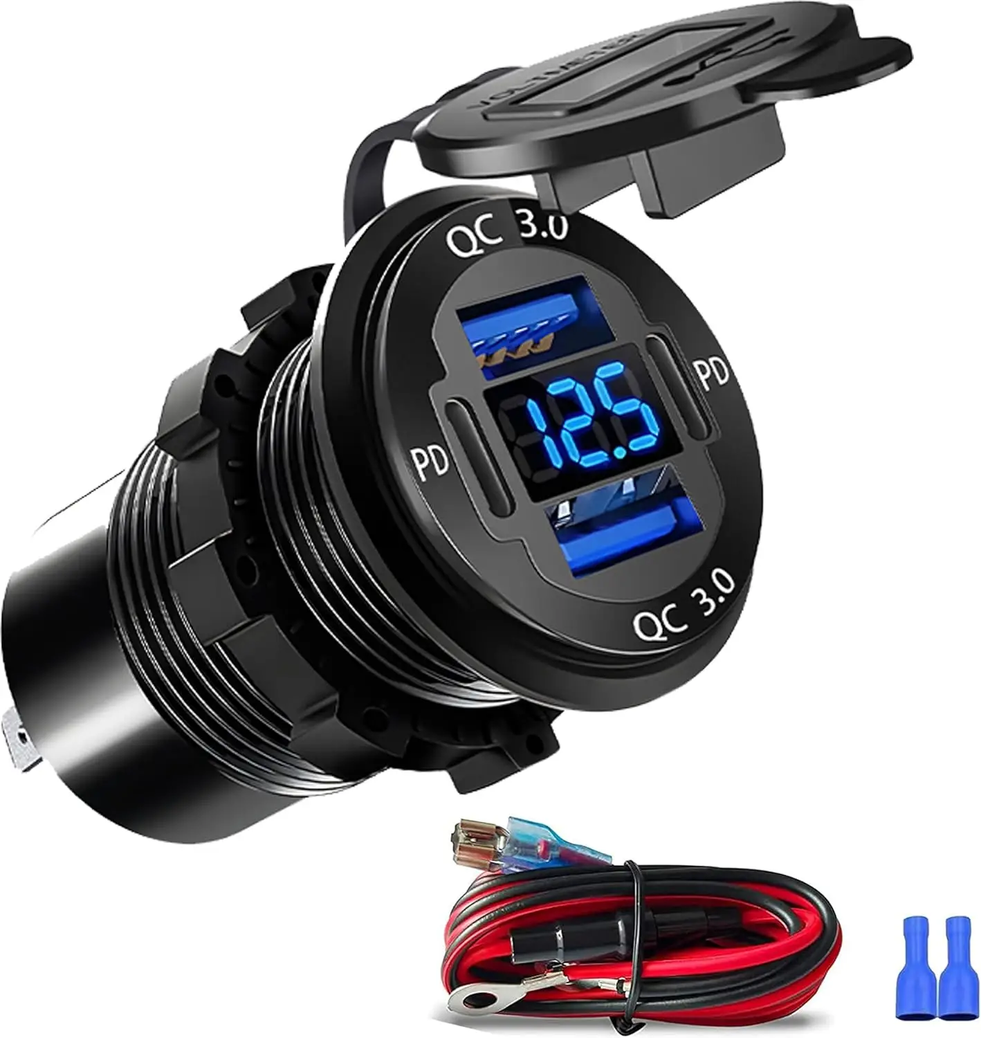 78W 4-Port USB Outlet: Dual PD & QC, Aluminum Alloy, LED Voltmeter for Cars, Boats, RVs
78W 4-Port USB Outlet: Dual PD & QC, Aluminum Alloy, LED Voltmeter for Cars, Boats, RVs