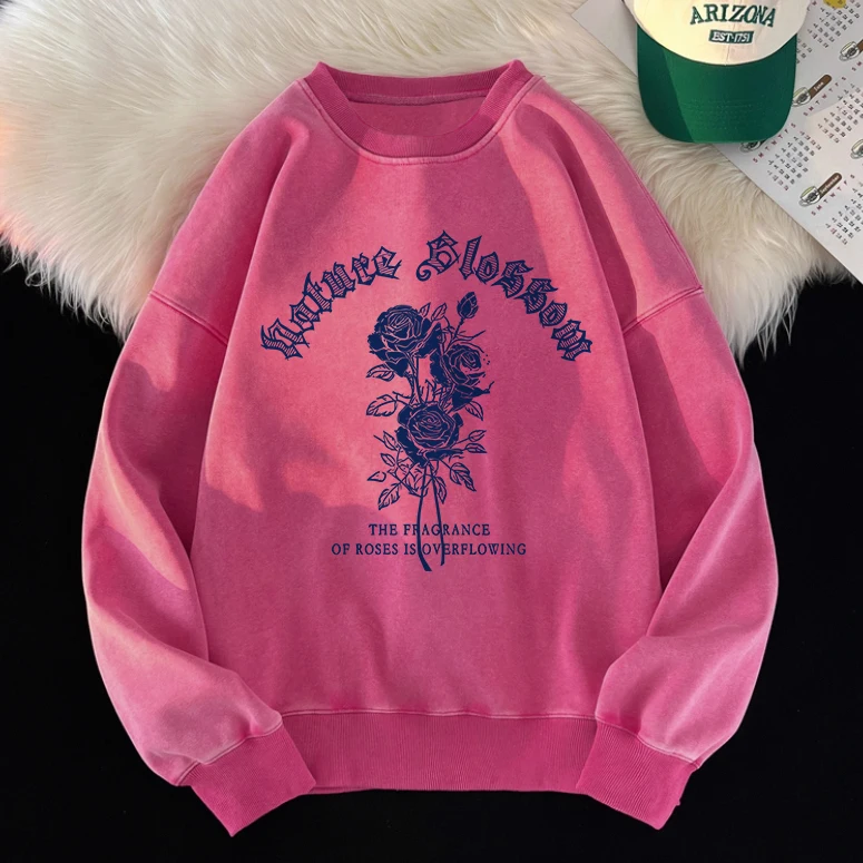 Fashion Women Washed Sweatshirt Letters & Flowers Printing Hoodies Warm Crewneck Oversize Pullover Vintage Acid Wash Clothes
Fashion Women Washed Sweatshirt Letters & Flowers Printing Hoodies Warm Crewneck Oversize Pullover Vintage Acid Wash Clothes