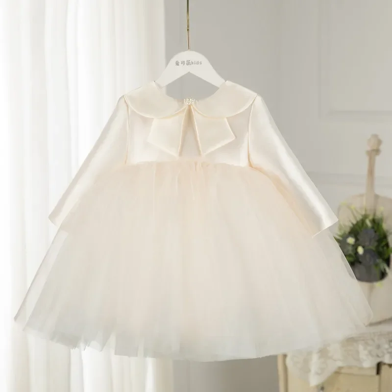 Toddler Baby Light Champagne Tulle Party Dresses Long Sleeve Baptism Wedding 1 Year Birthday Bow Girl Princess Gown Vestidos
Toddler Baby Light Champagne Tulle Party Dresses Long Sleeve Baptism Wedding 1 Year Birthday Bow Girl Princess Gown Vestidos
